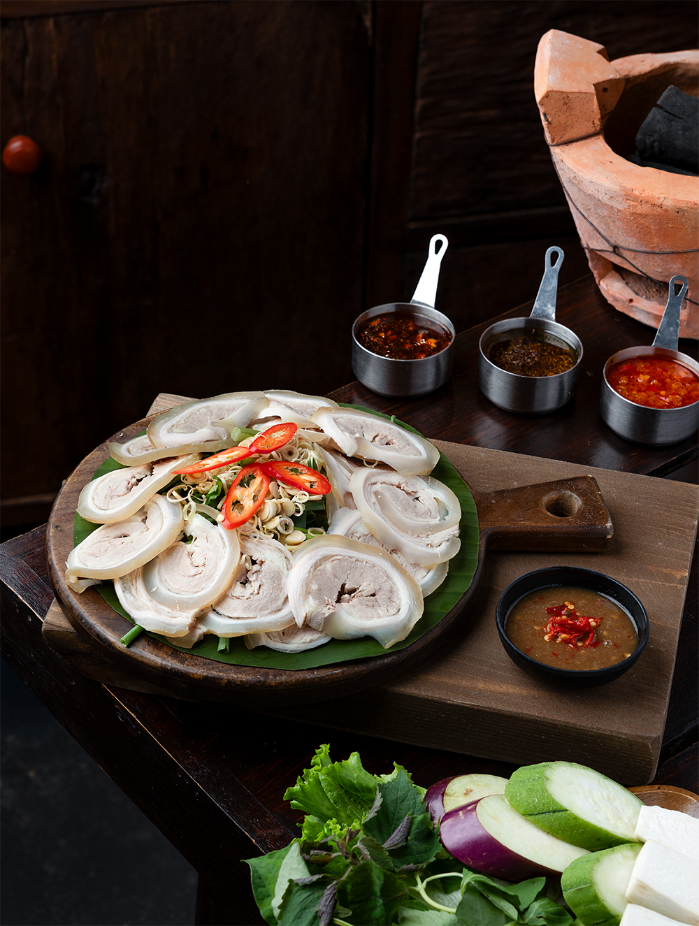 Steamed Veal Flank in Bamboo Steamer